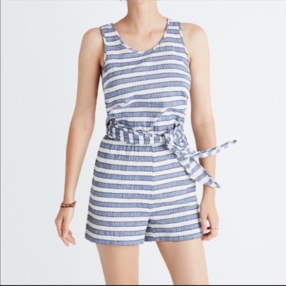 Madewell Pants - Madewell Striped Cover-Up Romper size Small